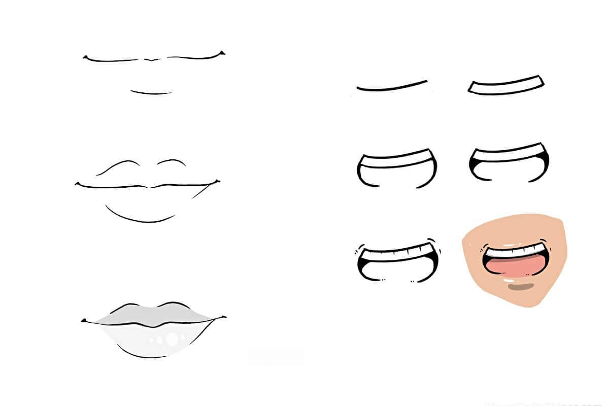 cara menggambar mulut anime